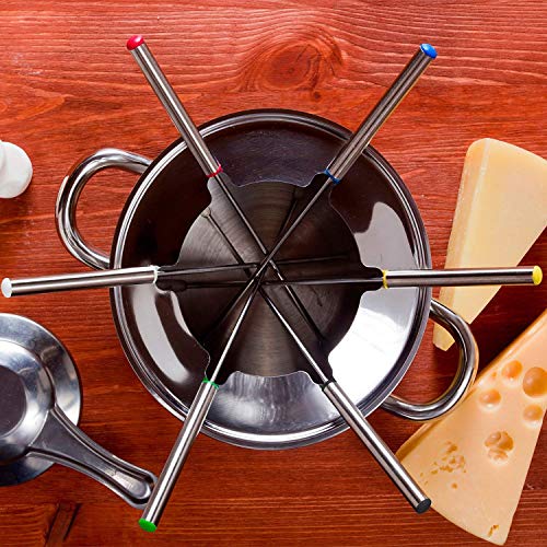 Amacoam Tenedores para Fondue Acero Inoxidable 24 cm Tenedores de Fondue Mango Resistente a Calor para Fondue de Queso Frutas Chocolate Malvaviscos Carne Asado 12 Piezas (Color Al Azar)