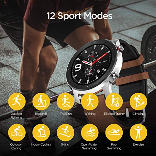 Amazfit GTR 47mm Reloj Inteligente Smartwatch Deportivo AMOLED de 1.39" GPS + GLONASS integrado Frecuencia cardíaca Continua de 24 Horas Larga duración de batería 12 Deportes Diferentes - Acero