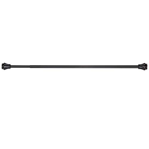 Amazon Basics - Barra de tensión decorativa para cortina de ducha con contera de anillos, 107-183 cm, negro