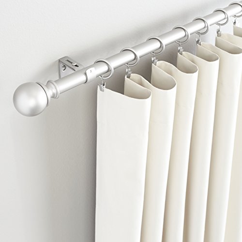 Amazon Basics - Barra para cortinas con remates redondeados, 91-182 cm, Níquel