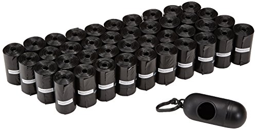 Amazon Basics - Bolsas para excrementos de perro con dispensador y clip para correa (600 bolsas)