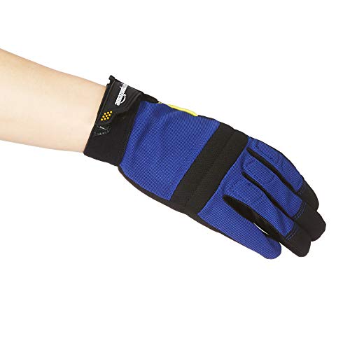 Amazon Basics - Guantes de trabajo con agarre flexible mejorado, talla XL, azules