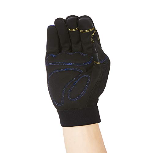 Amazon Basics - Guantes de trabajo con agarre flexible mejorado, talla XL, azules