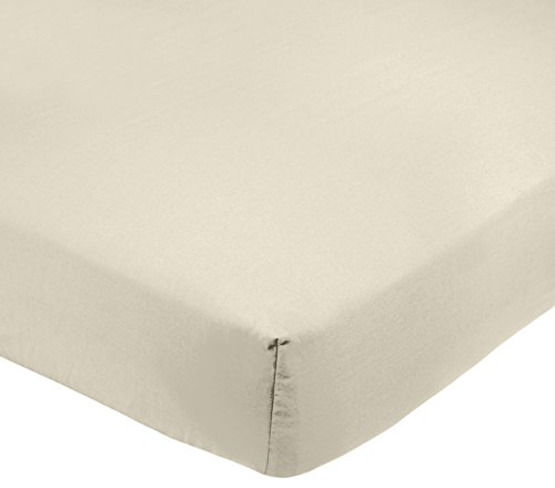 Amazon Basics - Sábana bajera ajustable (polialgodón 200 hilos) Crema - 150 x 200 x 30 cm