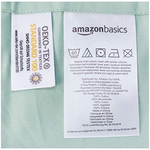 Amazon Basics - Set de 2 fundas de almohada de 400 hilos, 50 x 80 cm - Verde