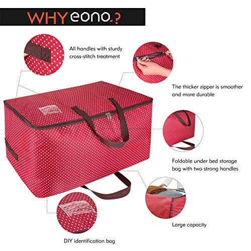 Amazon Brand – Eono 100L Bolsa de Almacenamiento Grande, Bolsa de Tela para Ropa, tamaño Ultra Grueso bajo la Cama, a Prueba de Humedad- Rojo