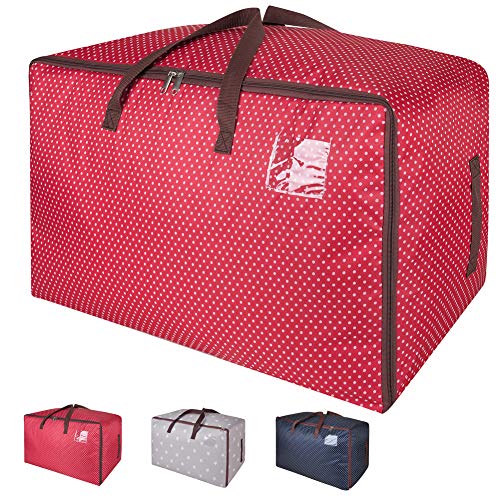 Amazon Brand – Eono 100L Bolsa de Almacenamiento Grande, Bolsa de Tela para Ropa, tamaño Ultra Grueso bajo la Cama, a Prueba de Humedad- Rojo