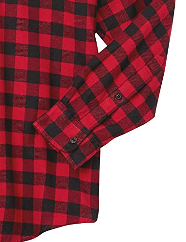 Amazon Essentials - Camisa de franela a cuadros de manga larga y ajuste regular para hombre, Rojo (Red Buffalo Plaid), US S (EU S)