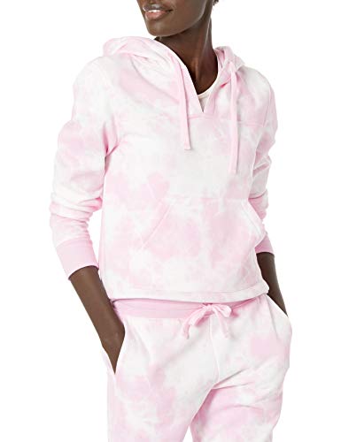 Amazon Essentials Sudadera con Capucha y Cuello en V Abierto de Manga Larga de Ajuste clásico, Rosa Claro, Teñido Anudado, L