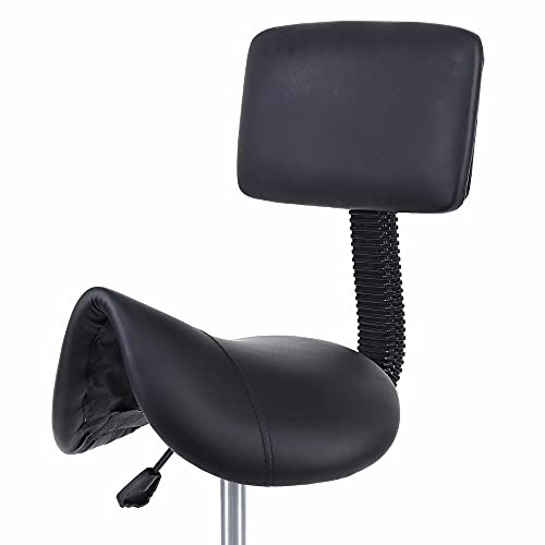 Amiao Dental Médico Taburetes Ajustable Silla de Montar con Respaldo Y Reposapiés Hidráulico Girar Silla por Salón SPA Belleza Masaje Dental Clínica Casa Oficina Usar,Negro