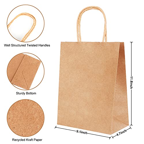 AN HUI MING 18 Bolsas de Papel Kraft,Bolsas de Papel con Asas,Bolsas de Regalo Grandes,Bolsas de Papel Marrón,Bolsa Papel para Regalos de Fiesta(23 * 12 * 30 cm)