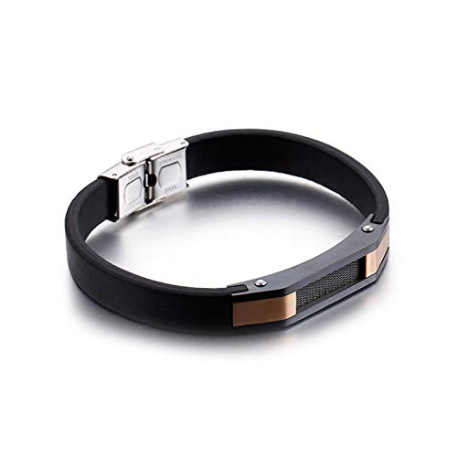 ANAZOZ Pulseras de Cadena para Hombres,Pulsera Hombre Acero Inoxidable Cuero con Geométrico Brazaletes Negro