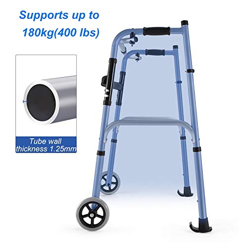 Andador Andadores para Ancianos Andador para personas de la tercera edad con soporte axilar, muleta plegable de aluminio para trabajo pesado con ruedas, andador vertical de pie para personas altas, ca