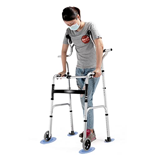 Andador Andadores para Ancianos Andadores Verticales para Personas Mayores/ Personas Altas, Andador con Ruedas Plegable con Soporte para Apoyabrazos y Ruedas, Ayuda de Movilidad de Aluminio para Cami