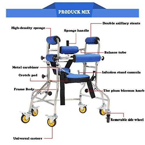 Andador con Andador, Andador con Ayuda para Caminar, Andador con Ruedas, Altura Plegable, Ancho Ajustable, Soporte Doble para Las Axilas y función de Freno, Andador para Adultos de 8 Vueltas