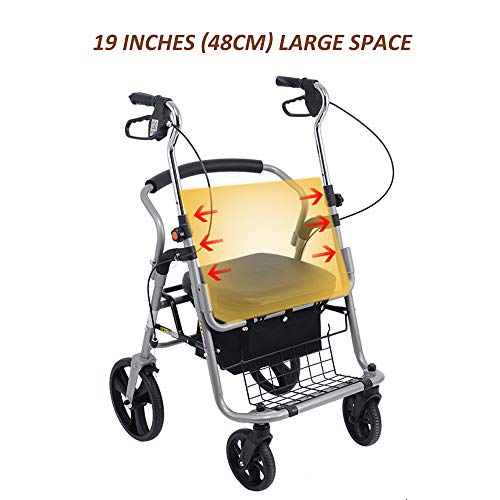 Andador De Acero Ligero Carro Rodante Plegable Rollator De 4 Ruedas con Asiento Y 3 Altura Ajustable, para Personas Mayores Y Adultos