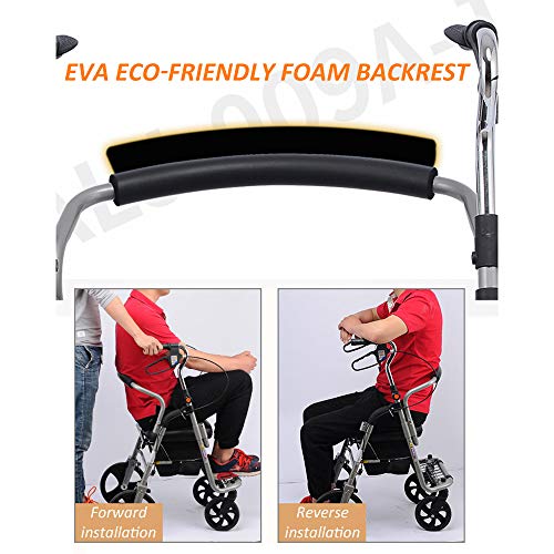 Andador De Acero Ligero Carro Rodante Plegable Rollator De 4 Ruedas con Asiento Y 3 Altura Ajustable, para Personas Mayores Y Adultos