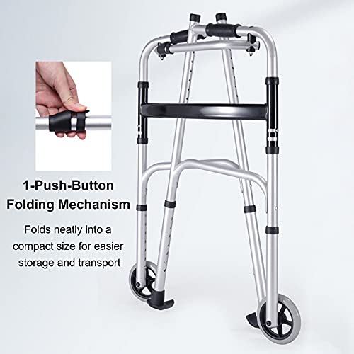 Andador para Ancianos Personas Mayores Caminante Vertical Con Almohadilla De Soporte Axilar, Andador De 4 Ruedas Plegable Altura Ajustable Aluminio Ayudas De Movilidad, Altas ( Color : Without seat )