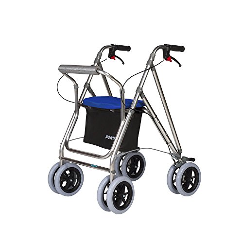 Andador para ancianos , Rollator de aluminio , Andador con frenos y asiento , De aluminio plegable , Color gris