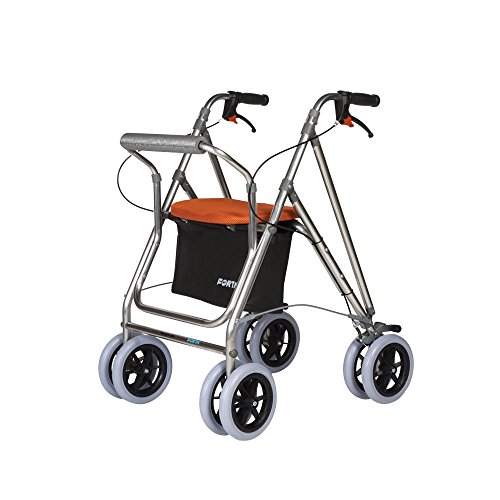 Andador para ancianos , Rollator de aluminio , Andador con frenos y asiento , De aluminio plegable , Color gris