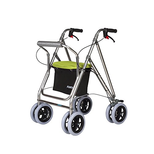 Andador para ancianos , Rollator de aluminio , Andador con frenos y asiento , De aluminio plegable , Color gris