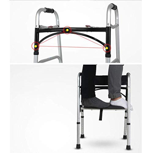 Andador para silla de ruedas, andador de freno Aluminio Auxiliar de cuatro patas Muletas Rehabilitación Aleación Pasamanos doble Rueda Andador para ancianos discapacitados 60cmx61cmx80cm Bastón