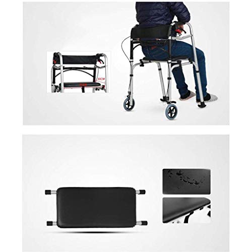 Andador para silla de ruedas, andador de freno Aluminio Auxiliar de cuatro patas Muletas Rehabilitación Aleación Pasamanos doble Rueda Andador para ancianos discapacitados 60cmx61cmx80cm Bastón