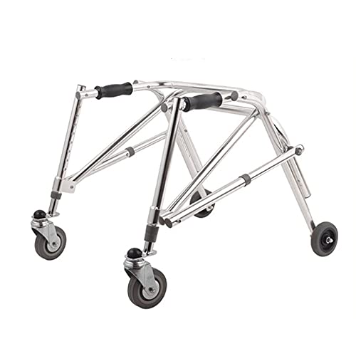 Andador Plegable para Niños Pediátricos con Ruedas, Entrenador de Marcha Ajustable en Altura de Aleación de Aluminio, Andador con Andador Posterior Liviano, Carrito de Entrenamiento para Práctica