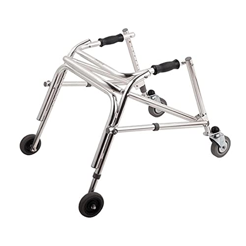 Andador Plegable para Niños Pediátricos con Ruedas, Entrenador de Marcha Ajustable en Altura de Aleación de Aluminio, Andador con Andador Posterior Liviano, Carrito de Entrenamiento para Práctica