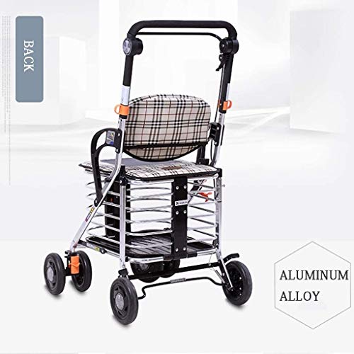 Andadores ancianos plegable Andador Carro Creativo Light- Viejo Una Persona Puede Tomar Una, Los Ancianos De Viajes De Cuatro Ruedas De Walker, De Aleación De Aluminio Plegable Compras ( Color : B )