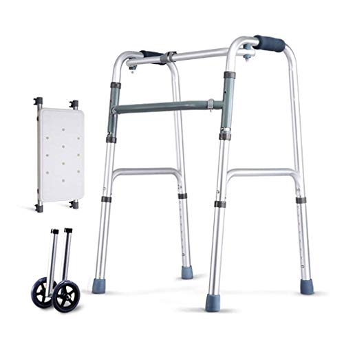 Andadores para personas mayores Silla de ducha plegable, andador geriátrico de 2 ruedas, bastidor para caminar con ayuda de movilidad, muleta con andador de altura ajustable con andador con asie