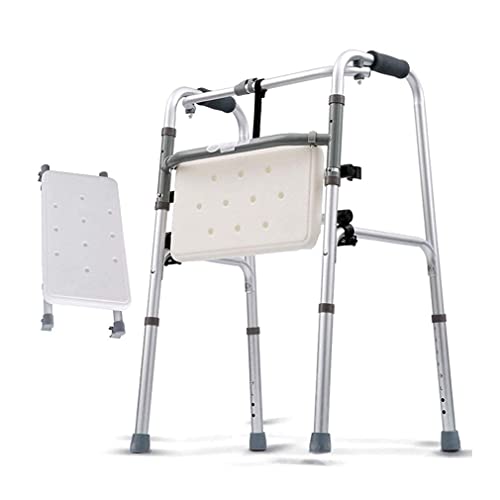 Andadores para personas mayores Silla de ducha plegable, Andador geriátrico para ancianos - Bastidor para caminar con ayuda de movilidad de altura ajustable, Muleta con andador con asiento acolch