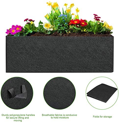 ANGELIOX 1 bolsa de cultivo de 300 g de tela gruesa para cama de jardín, maceta cuadrada de flores para patata, zanahoria, cebolla, taro, macetas de cultivo con asas (120 x 60 x 20 cm)