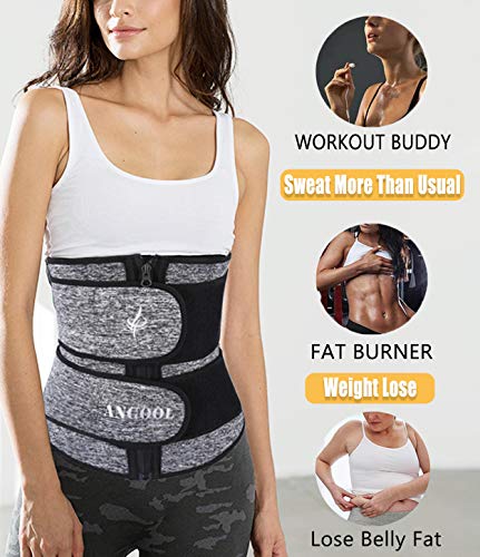 ANGOOL Fajas Deportivas Neopreno Cinturón Lumbar de Sudoraicion Cinturón de Cintura para Mujeres Cinturón Transpirable Cintura