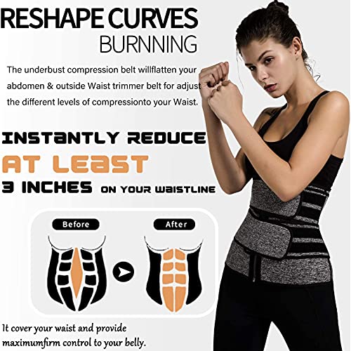 ANGOOL Fajas Deportivas Neopreno Cinturón Lumbar de Sudoraicion Cinturón de Cintura para Mujeres Cinturón Transpirable Cintura