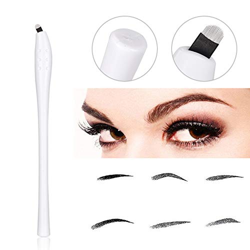 Anself 10pcs Cejas Tatuaje Plumas Tatuaje Agujas Microblading Pluma Desechable Ceja Pluma con 18U Agujas Microblading Manual Suministros de tatuaje