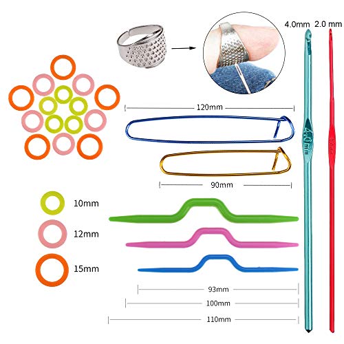 Anyasen Agujas Tejer Circulares 18 pares Agujas de punto de bambú circulares Agujas de ganchillo con 61 piezas Kit de Ganchillos Accesorios para Agujas Puntiagudas para Principiantes 2.0-10mm