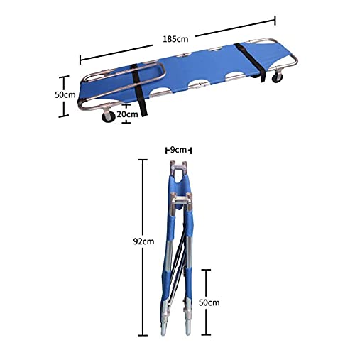 ANYURAN Camilla Aleación de Aluminio 2 Ruedas Camilla Plegable Camilla de enfermería Emergencia Emergencia Prevención de desastres Asiento de Movimiento del Paciente Camilla de enfermería