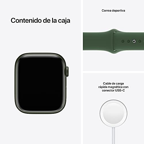 Apple Watch Series 7 (GPS) - Caja de Aluminio en Verde de 45 mm - Correa Deportiva Verde trébol - Talla única