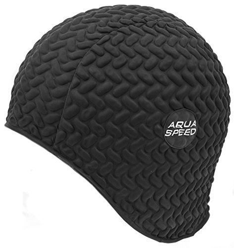 Aqua Speed Gorra de natación | Gorra de baño Deportes | Entrenamiento | natación | Pelo Largo | látex | Bombastic Tic-TAC | Negro