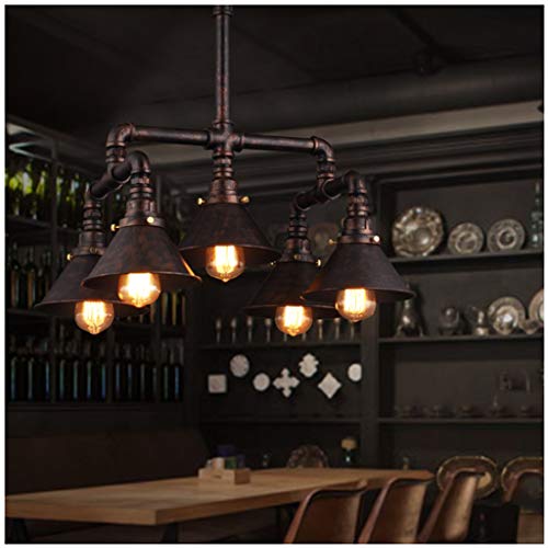 Araña Steampunk,Luces Colgantes Retro Industriales Tubería Agua Lámpara Techo Loft Peninsula Cocina Pub Restaurante Bar Lámpara Decoración Personalizada Iluminación Creativa Hierro Forjado Lámpara E27