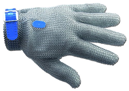 Arcos Guantes de Protección, Guante de Malla Guante de Protección, Acero Inoxidable Size L 270 mm, Color Gris