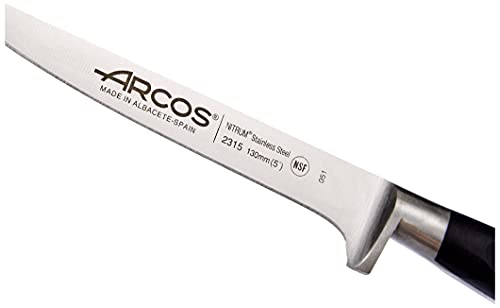 Arcos Serie Riviera, Cuchillo Deshuesador, Hoja de Acero Inoxidable Forjado Nitrum 130 mm, Mango de Polyoxymethylene, POM Color Negro