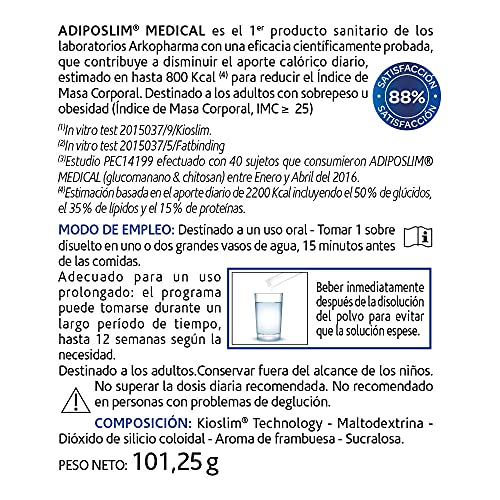 Arkopharma Adiposlim Medical 45 Sobres| Prevención del Sobrepeso |Reduce el Apetito | Saciante | + Asesoramiento Nutricional | Complemento Alimenticio