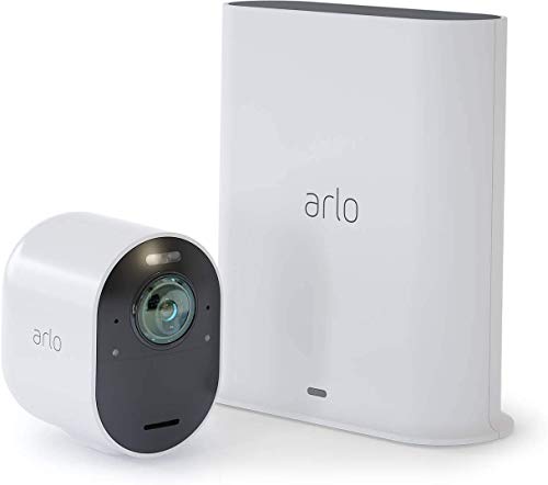 Arlo Ultra, cámara vigilancia wifi 4K, faro y sirena integrados, detector de movimiento, visión nocturna en color, audio bidireccional, funciona con Alexa, necesita SmartHub, Blanco