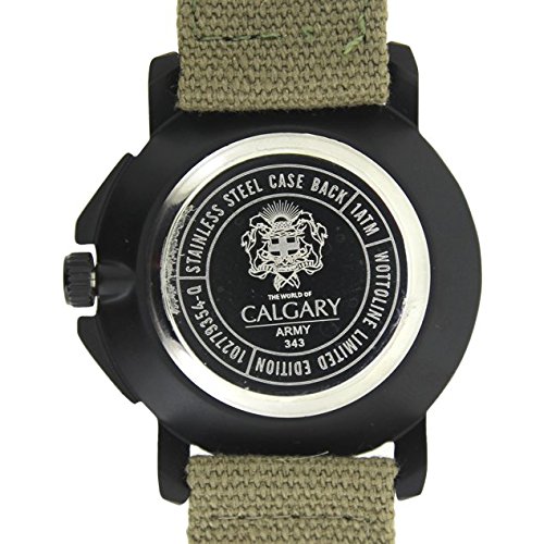 Army Relojes Calgary de color verde y negro, reloj de hombre con correa de tela ajustable y con agujas en color verde fluor.