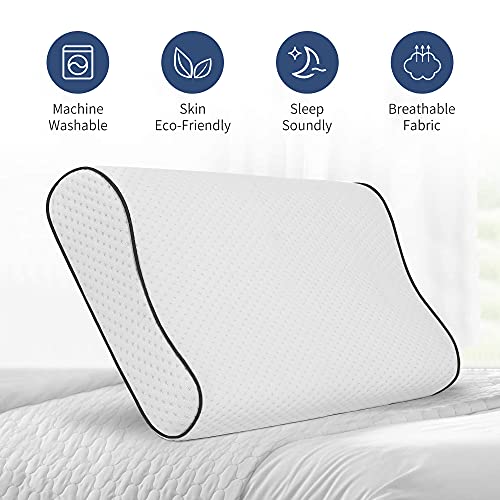 ARNTY Almohada Cervical,Almohada Viscoelastica Ergonómico,Almohada Cervical Ortopedica,Almohada para Cervicales para Soporte de Cabeza,Cuello con Funda de Almohada Extraíble Lavable(Standard)