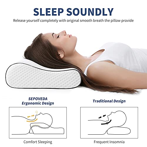 ARNTY Almohada Cervical,Almohada Viscoelastica Ergonómico,Almohada Cervical Ortopedica,Almohada para Cervicales para Soporte de Cabeza,Cuello con Funda de Almohada Extraíble Lavable(Standard)