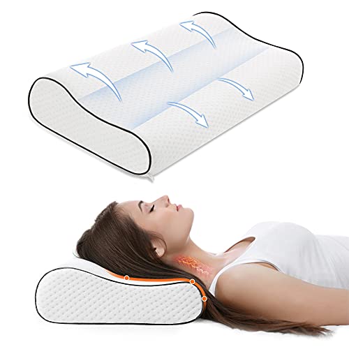 ARNTY Almohada Cervical,Almohada Viscoelastica Ergonómico,Almohada Cervical Ortopedica,Almohada para Cervicales para Soporte de Cabeza,Cuello con Funda de Almohada Extraíble Lavable(Standard)