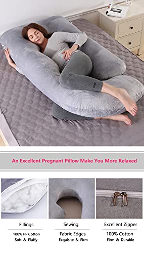 ARNTY Almohada Embarazada u Dormir,Almohada para Embarazadas,Almohada de Maternidad con Funda Extraíble y Lavable para Espalda,Dormir Y Alimentarse (Terciopelo-Gris Claro)